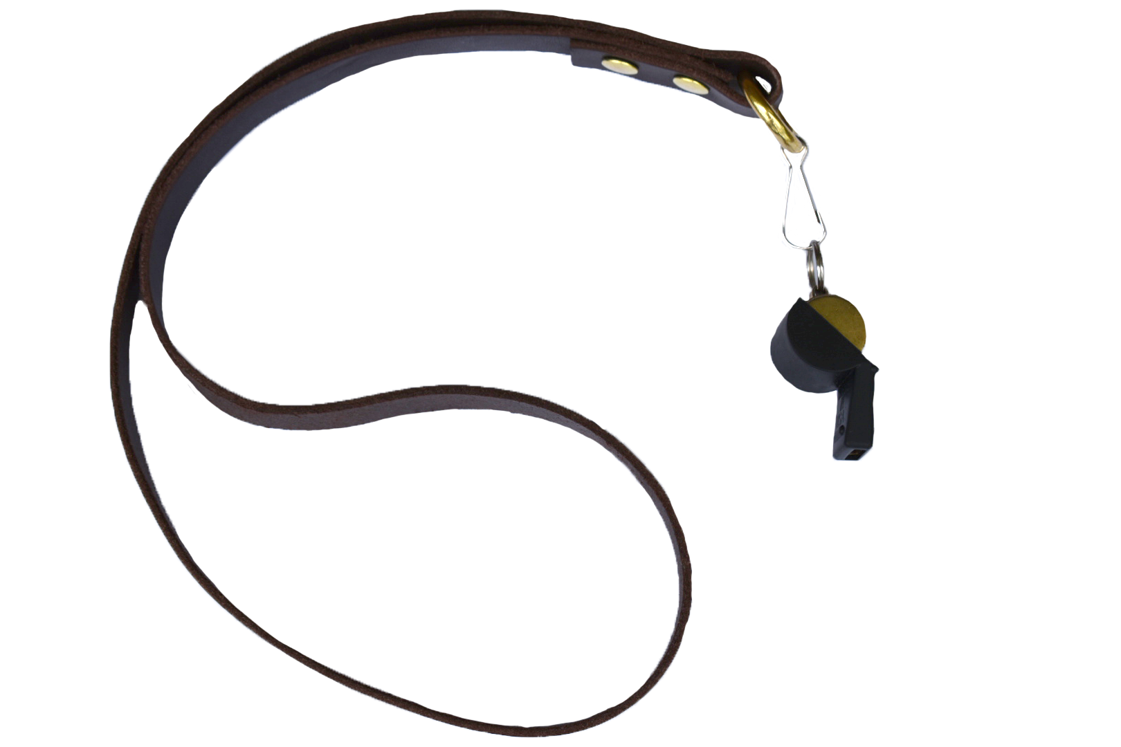 Brass-Gold Plated Dog Whistle With Leather Lanyard