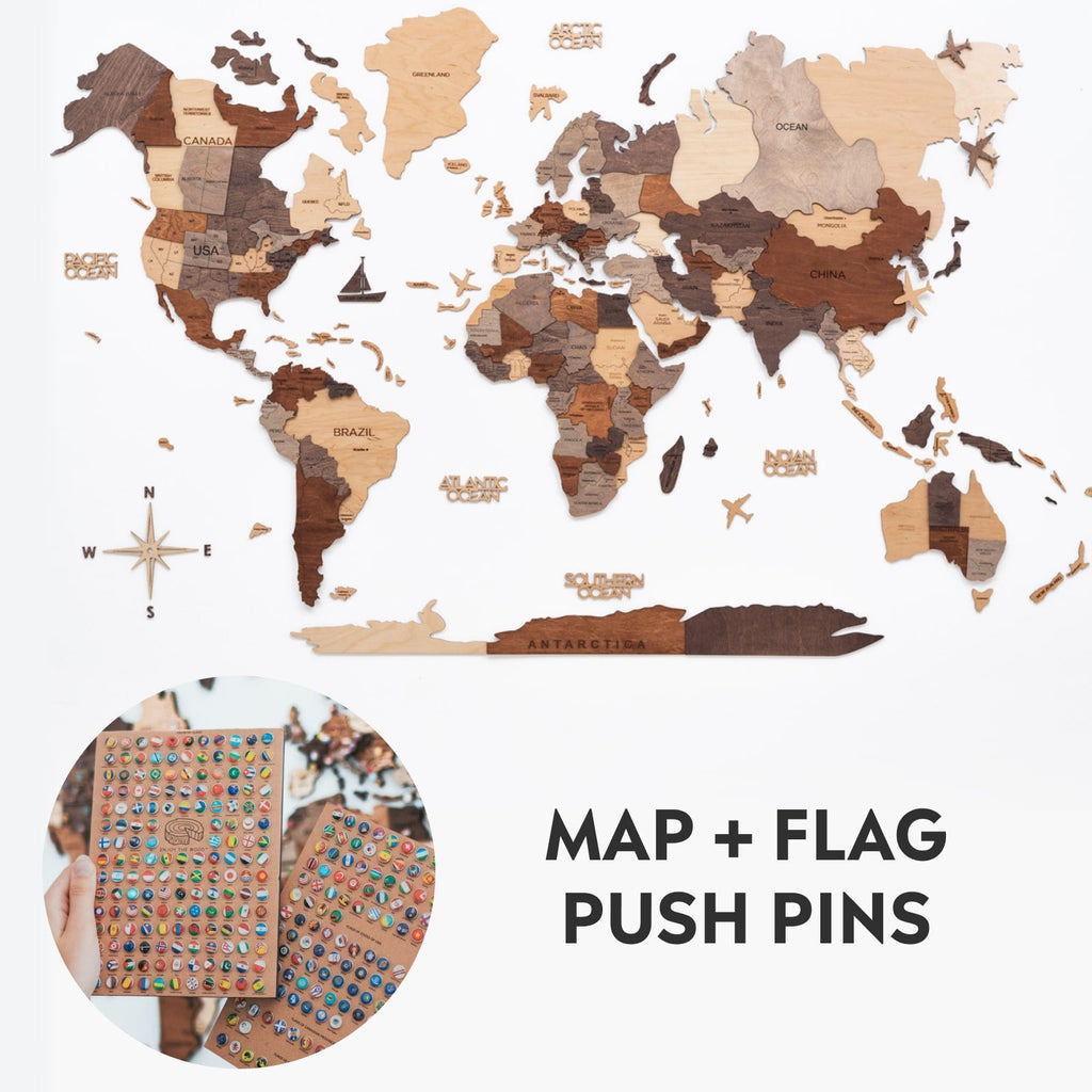 Bundle: Map and Flags Pins