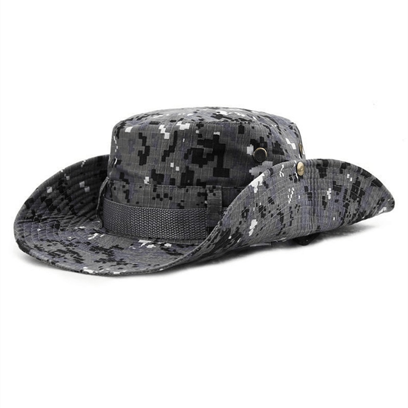 Camouflage Outdoor Bucket Hat Camping Hat Men Foldable Sun Cap Breathable Adjustable Bucket Cap for Men/Women Sports Sun Cap Unisex Fishing Hiking Travel Solid Color Hats